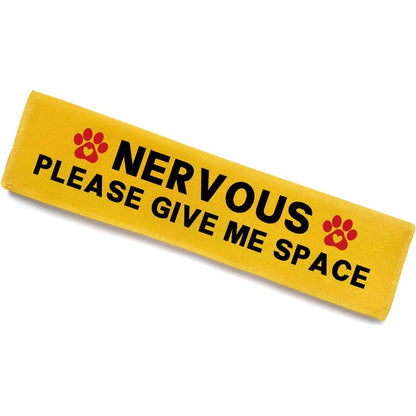 Kisjo Nervous Please Give Me Space Leash Sleeve Yellow Alert Wrap For Anxious Dogs 22cm By 6cm