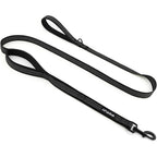 APAKBAK Double Handle Dog Leash 6 Feet Reflective Two Handle Traffic Lead With Padded Grip Heavy Duty Nylon Leash For Walking And Training Black