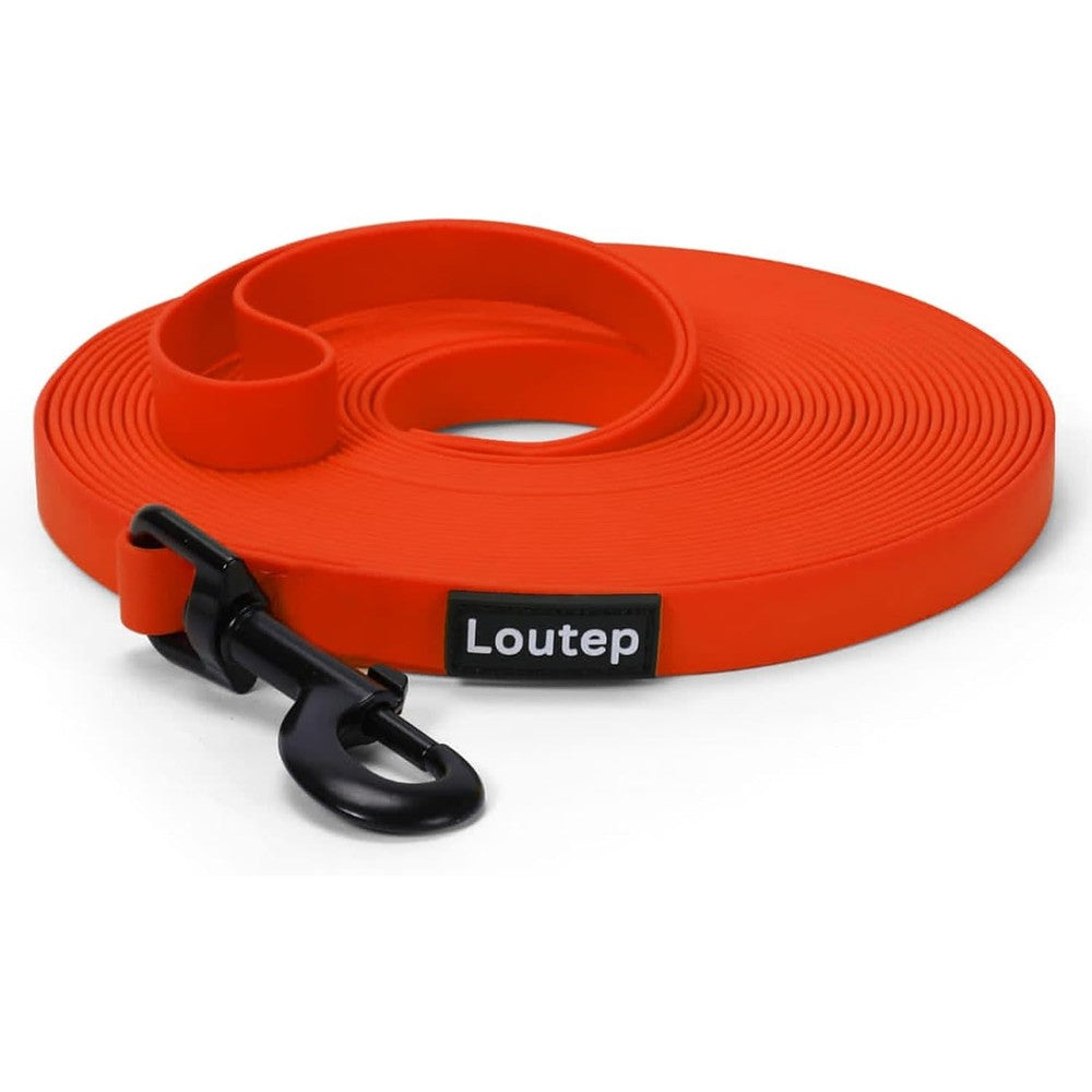 Loutep Waterproof Dog Leash Long Line PVC Recall Tracking And Training Lead For Small Medium And Large Dogs Orange Sixteen Feet