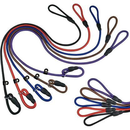 FOVRLZSE Nylon Slip Lead Dog Leash Five Pack Red Black Blue Brown Purple Four Point Six Foot Training Leash For Small To Medium Dogs