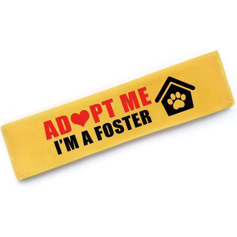 Cgvovgr Adopt Me I am A Foster Dog Leash Sleeve Yellow Alert Wrap With Hanging Identification Patch