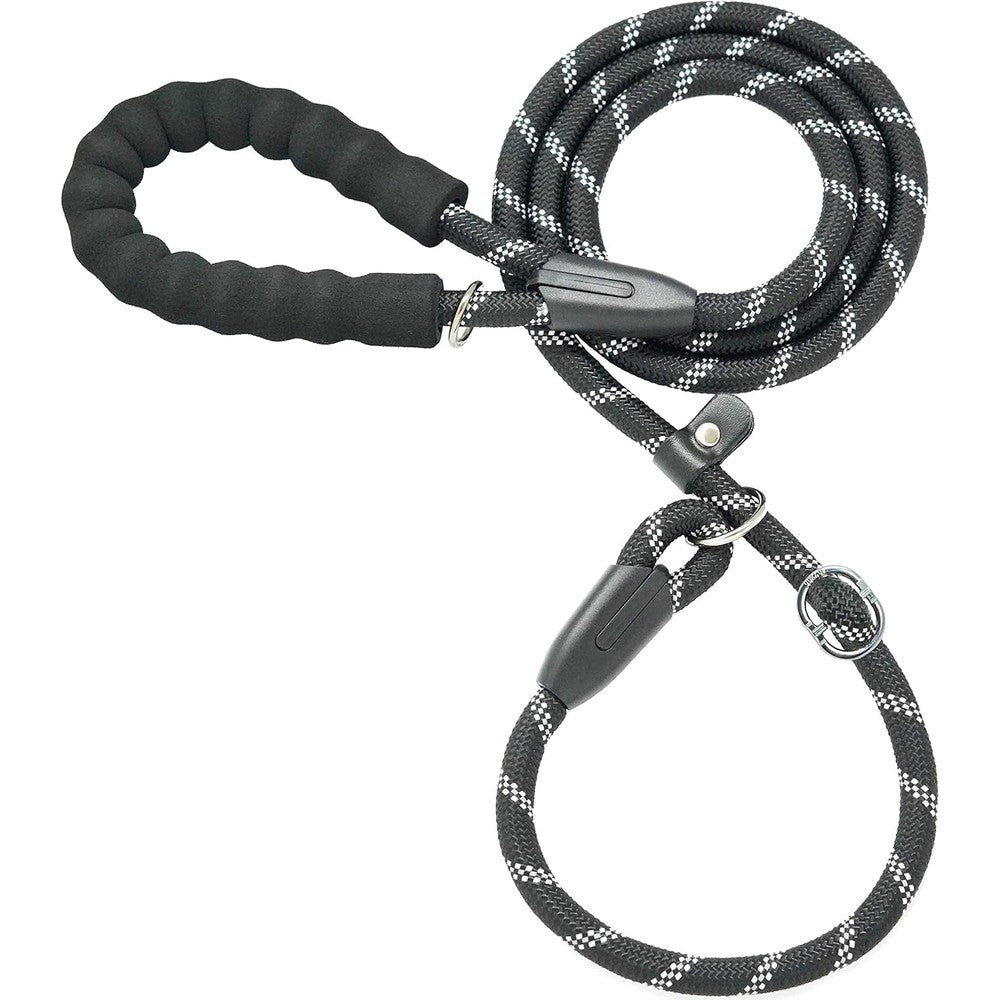 iYoShop Durable Slip Lead Dog Leash With Padded Handle And Highly Reflective Threads No Pull Dog Training Leash One Half Inch By Four Feet Black