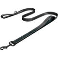 LIEVUIKEN Double Handle Heavy Duty Dog Leash With Traffic Padded Handles Reflective Nylon Safety Training Lead For Medium And Large Dogs Black 4 Foot