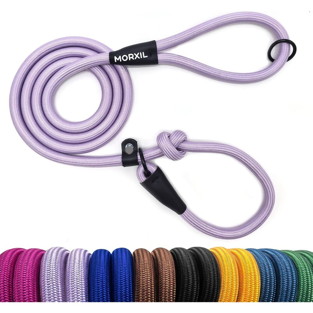 Morxil Slip Leash For Dogs Heavy Duty No Pull Training Lead Six Feet Strong Nylon Braided Pet Walking Control Leash For Medium Large Dogs Purple