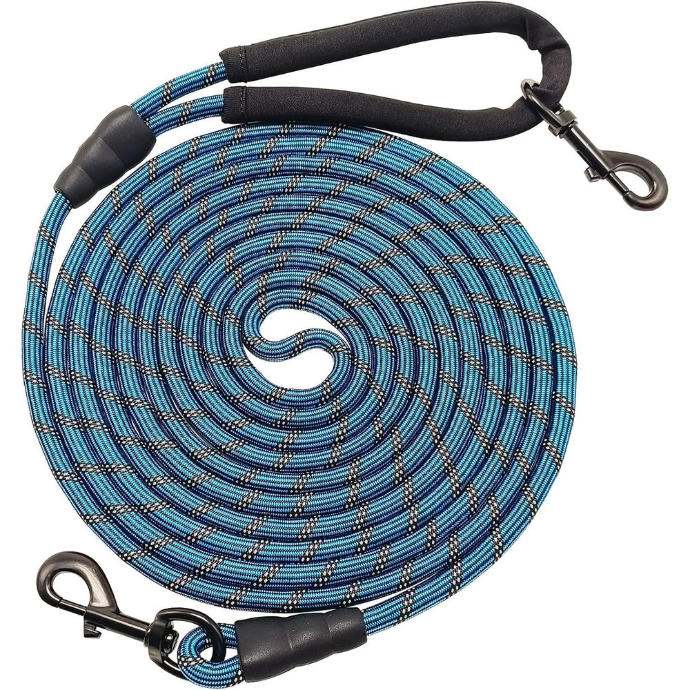 Btinesful Long Dog Leash 10 Feet Training Lead With Soft Padded Handle And Reflective Rope For Medium And Large Dogs In Blue