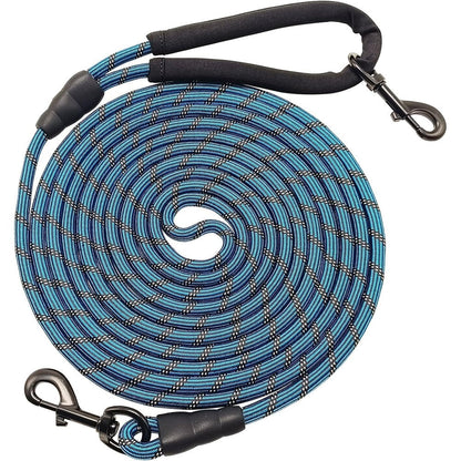 Btinesful Long Dog Leash 10 Feet Training Lead With Soft Padded Handle And Reflective Rope For Medium And Large Dogs In Blue