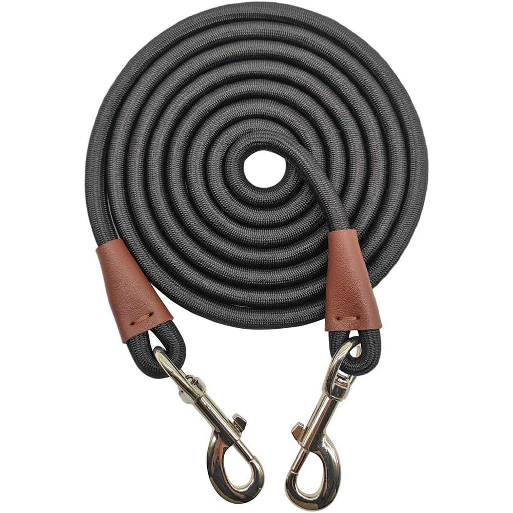 SEPXUFORE Tie Out Rope Dog Leash Long Nylon Tether Check Cord For Medium Large Dogs Black 3/8 Inch By 10 Feet