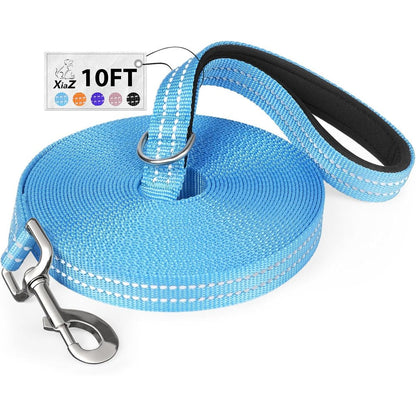 XiaZ Long Dog Training Leash Heavy Duty Nylon Reflective Outside Lead Webbing With Cushioned Padded Handle For Hiking And Backyard Play Blue Ten Foot