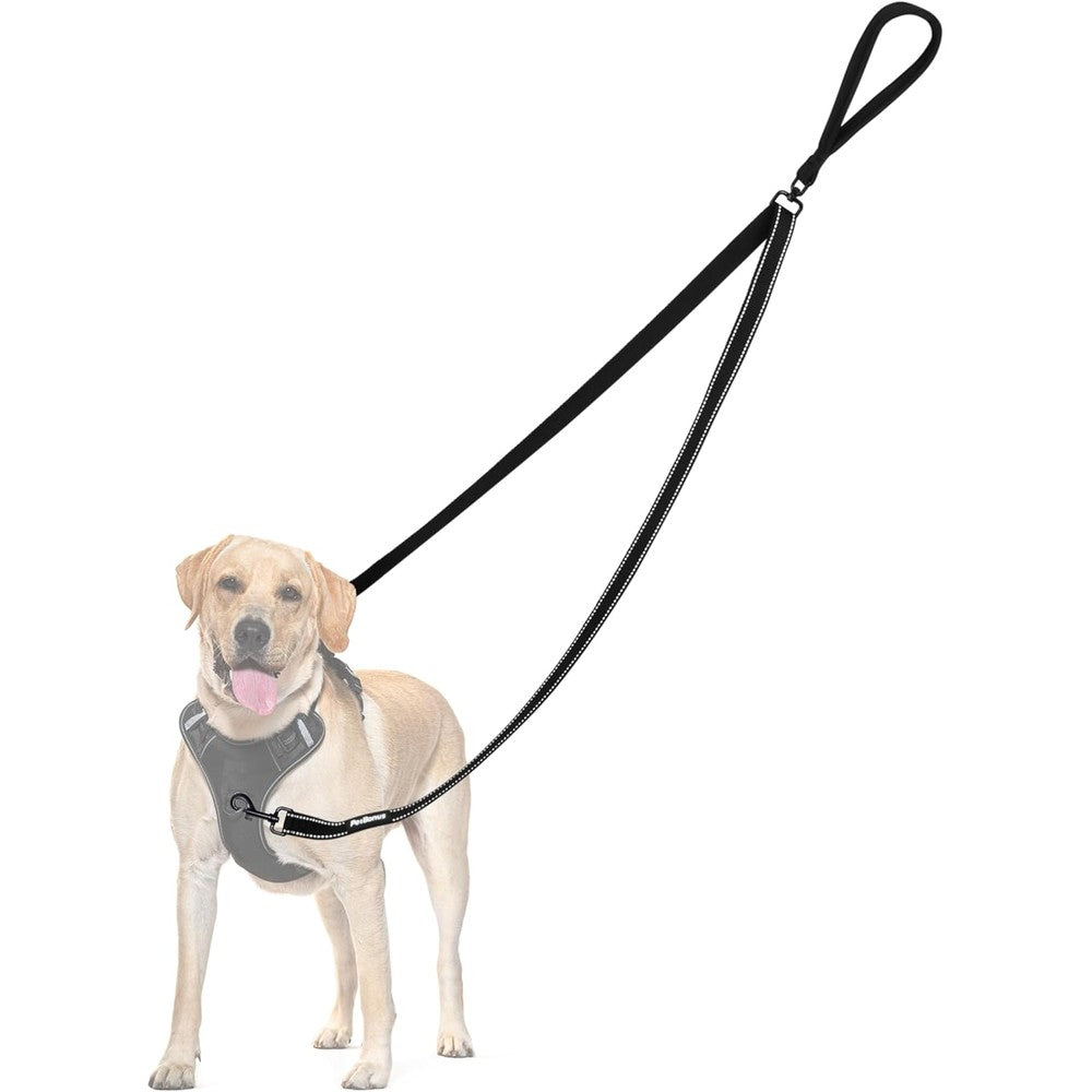 PetBonus Two Point Control Dog Leash Reflective No Tangle Training Lead For Medium And Large Dogs Black