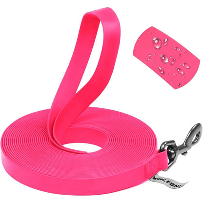 Wolfone 5 Feet Pink Waterproof Dog Training Leash Premium Polyvinyl Chloride Coated Nylon Long Lead For Recall Swimming And Camping