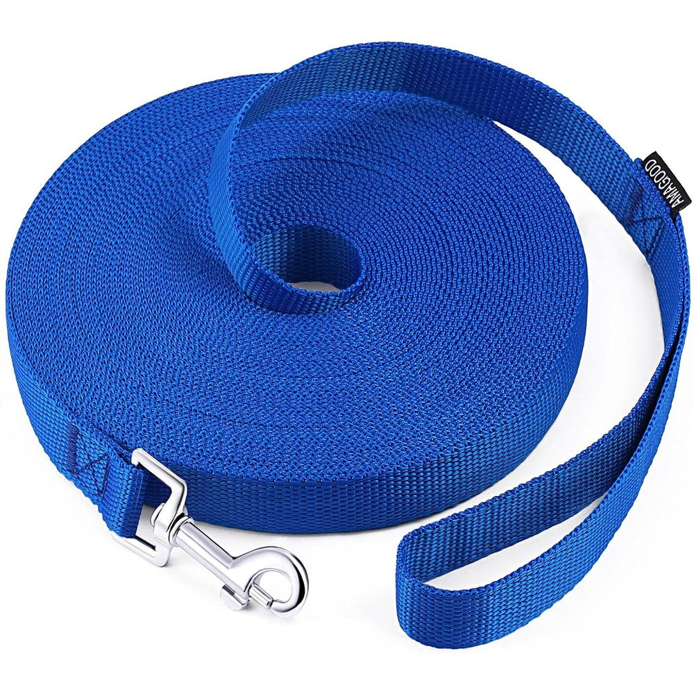 AMAGOOD Long Dog Leash For Obedience Recall Training Nylon Braided Agility Lead For Small And Medium Dogs Blue 15 Feet