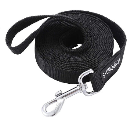 Siumouhoi Strong Durable Nylon Dog Training Leash And Long Traction Rope One Inch Wide For Small And Medium Dogs Black Color Ten Feet
