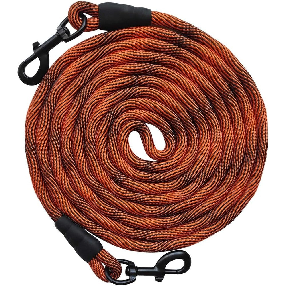 BTINESFUL Tie Out Check Cord Long Rope Dog Leash For Recall Training And Backyard Playing Orange Black 12 Feet