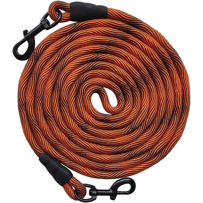 BTINESFUL Tie Out Check Cord Long Rope Dog Leash For Recall Training And Backyard Playing Orange Black 12 Feet