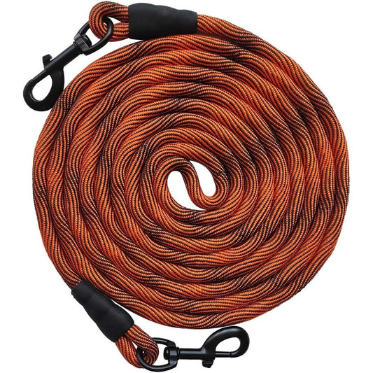 BTINESFUL Tie Out Check Cord Long Rope Dog Leash For Recall Training And Backyard Playing Orange Black 12 Feet