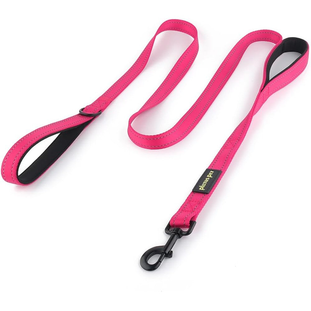 Plutus Pet Double Handle Dog Leash 6 Feet Long Padded Heavy Duty Reflective Training Lead For Medium and Large Dogs Pink Color