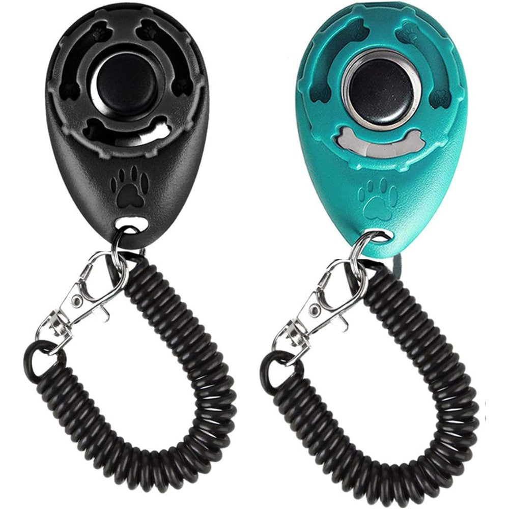 VOBRAMY Dog Training Clicker With Wrist Strap Durable Lightweight Pet Behavioral Training Tool Two Pack Black And New Blue