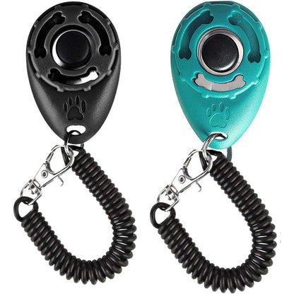 VOBRAMY Dog Training Clicker With Wrist Strap Durable Lightweight Pet Behavioral Training Tool Two Pack Black And New Blue
