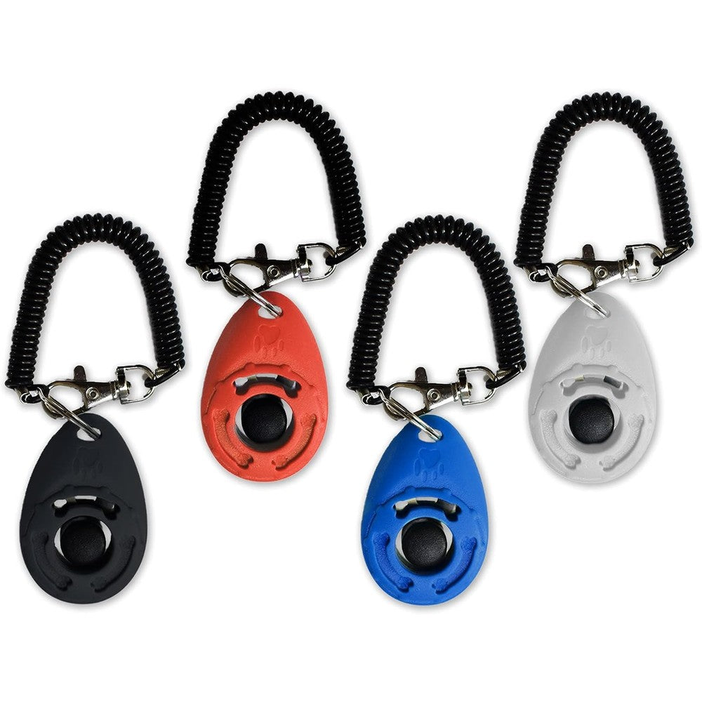 SunGrow Dog Training Clickers With Black Wrist Bands Colorful Scientific Pet Training Tools For Puppies And Cats 2.4 x 1.8 Inches Four Pack