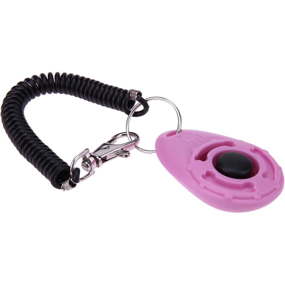 Jinshining Pink Dog Training Clicker With Easy Press Button Durable Pet Behavior Aids And Positive Reinforcement Obedience Accessories One Piece