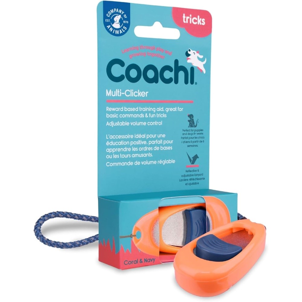 Coachi Multi-Clicker Dog Training Accessory with Three Volume Settings and Adjustable Wrist Strap