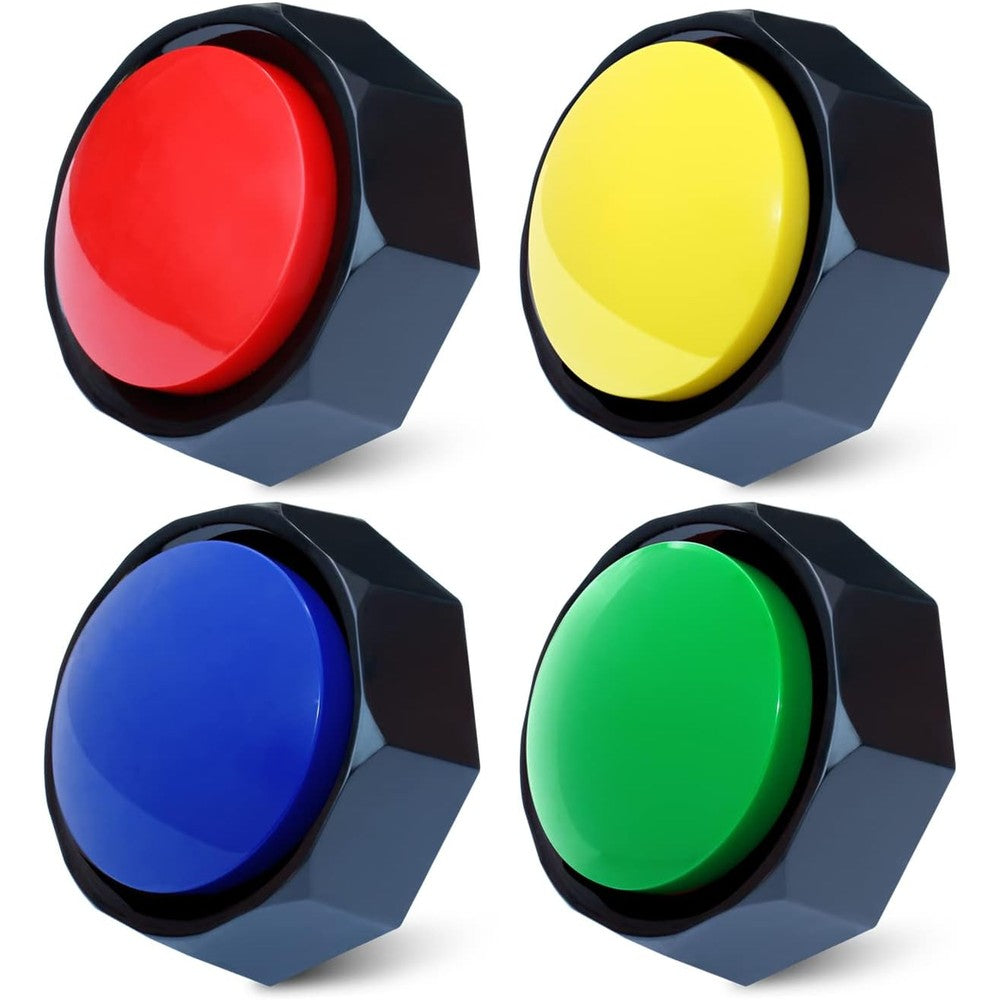 ANLIKY Recordable Dog Buttons For Communication Thirty Seconds Audio Recording Upgrade Pack Of Four Multi Colored Training Buzzers For Pets