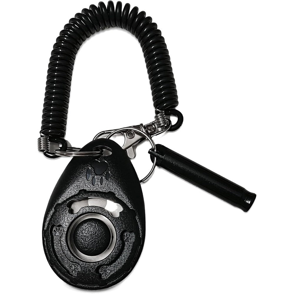 HoAoOo Dog Training Clicker With Wrist Strap Portable Pet Training Tool And Whistle For Puppy Dog Cat Behavior Modification Black 2 Pack