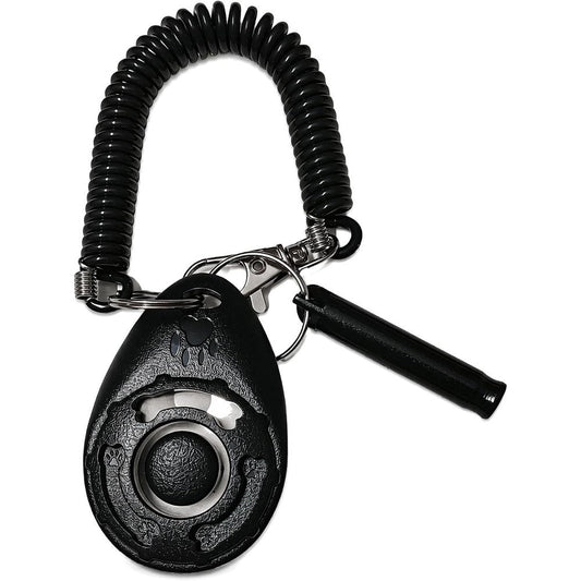HoAoOo Dog Training Clicker With Wrist Strap Portable Pet Training Tool And Whistle For Puppy Dog Cat Behavior Modification Black 2 Pack