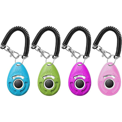 Rocutus Pet Training Clicker With Wrist Strap For Dog Puppy Cat And Bird Positive Reinforcement Behavior Training Aid Four Pack Multicolor