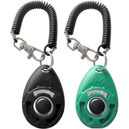 HoAoOo Pet Training Clicker With Wrist Strap Dog Training Clickers For Positive Reinforcement Two Pack Lake Blue And Black