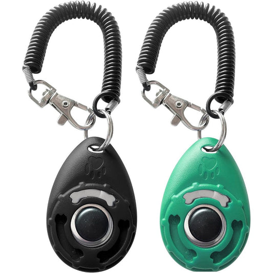 HoAoOo Pet Training Clicker With Wrist Strap Dog Training Clickers For Positive Reinforcement Two Pack Lake Blue And Black