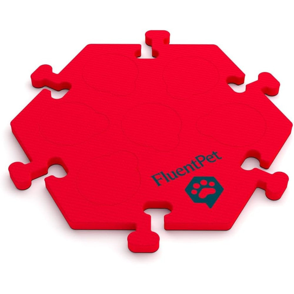 FluentPet HexTile Compact Interlocking Pet Communication Button Learning Mat For Dogs And Cats Accessory Base, Red