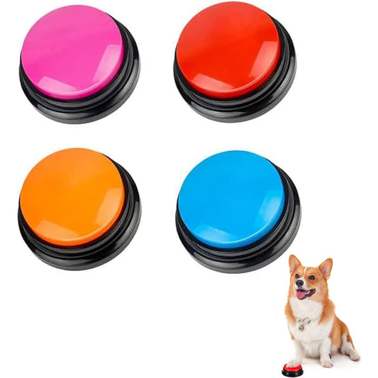 BoArt Voice Recording Dog Buttons For Communication Pet Training Buzzer With Thirty Second Audio Playback Set Of Four Pieces Multicolor