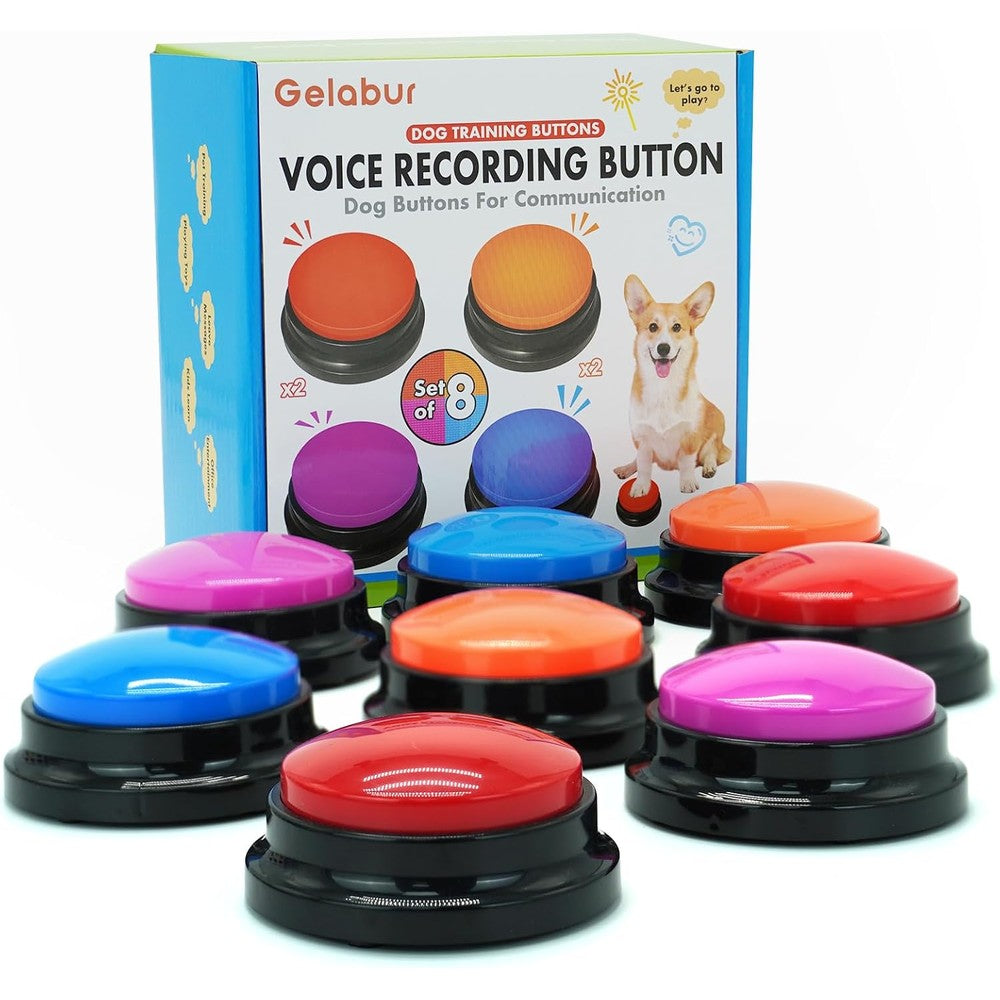 Gelabur Set of 8 Dog Buttons for Communication Voice Recordable Sound Buzzers for Pet Training and Interactive Classroom Activities 8 Count