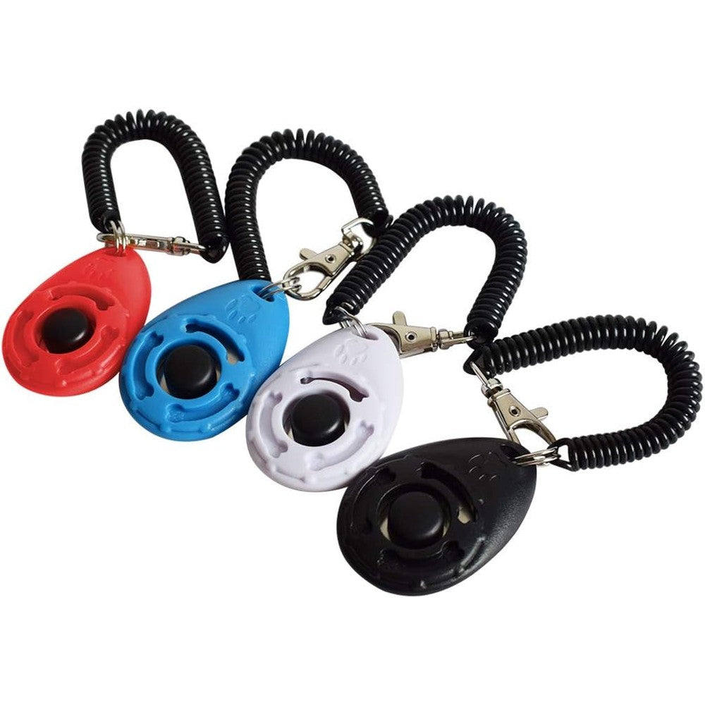 Ruconla Four Pack Dog Training Clicker With Wrist Strap Ergonomic Pet Training Clicker Set For Positive Reinforcement In Four Colors