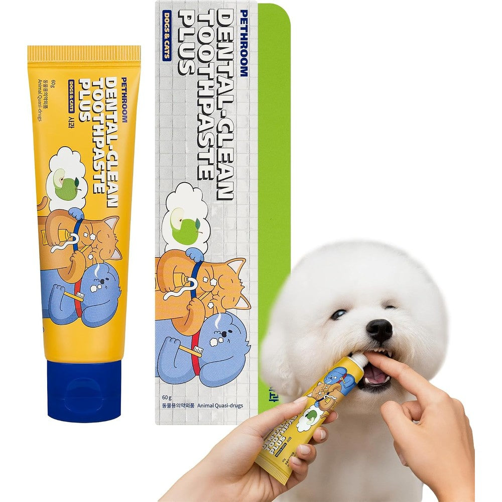 PETHROOM Pet Dental Clean Toothpaste Plus For Dogs And Cats Enzymatic Plaque Control Apple Flavor 60 Grams