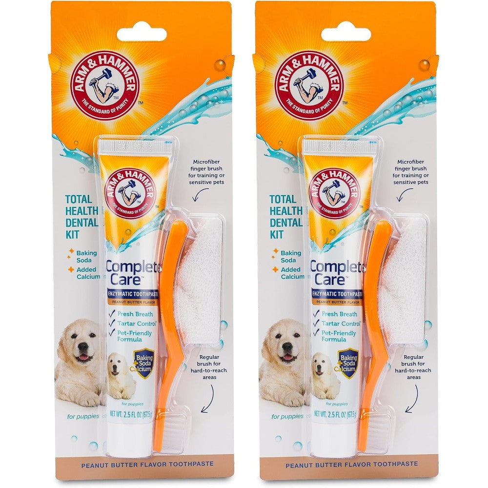 Arm & Hammer Complete Care Puppy Dental Kit Peanut Butter Flavored Enzymatic Toothpaste With Toothbrush Two Point Five Ounce Two Pack