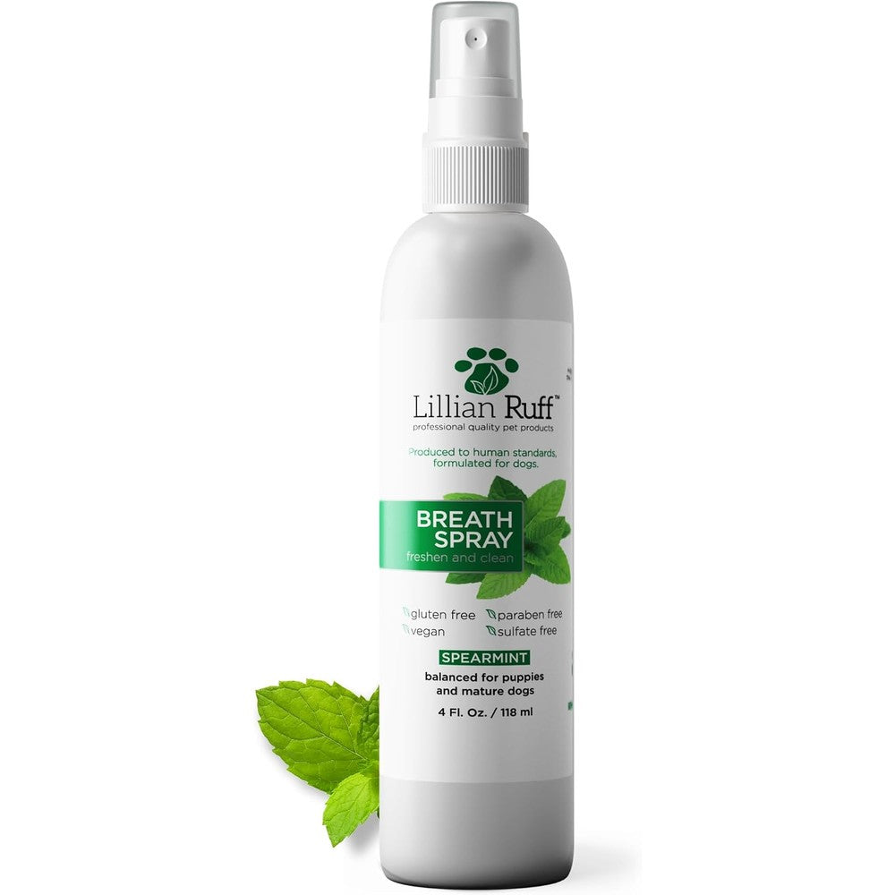 Lillian Ruff Dog Breath Freshener Dental Care Spray For Oral Health Teeth Cleaning And Tartar Control 4 Fluid Ounces