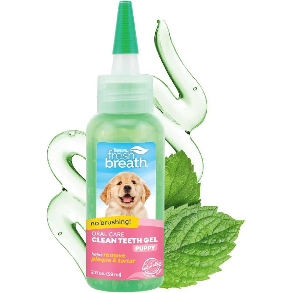 Tropiclean Fresh Breath Clean Teeth Oral Gel For Puppies Natural Plaque And Tartar Remover 59 Milliliters