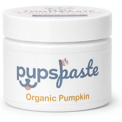 PupsPaste Enzymatic Dog Toothpaste Safe To Swallow Plaque Remover Organic Pumpkin Flavor Three Ounce Jar