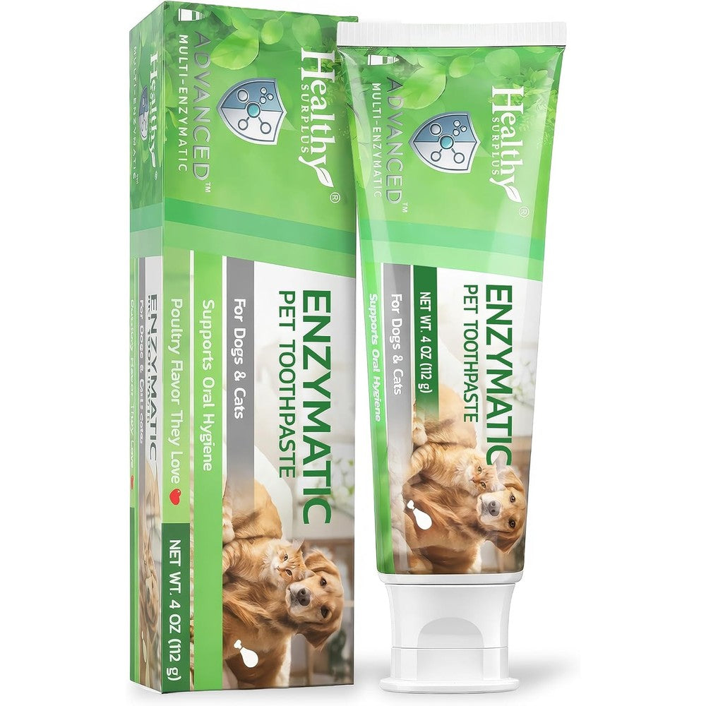 Healthy Surplus Advanced 5 Enzyme Enzymatic Pet Toothpaste For Dogs And Cats Fresh Breath Plaque And Tartar Control Poultry Chicken Flavor 4 Ounce