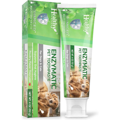 Healthy Surplus Advanced 5 Enzyme Enzymatic Pet Toothpaste For Dogs And Cats Fresh Breath Plaque And Tartar Control Poultry Chicken Flavor 4 Ounce