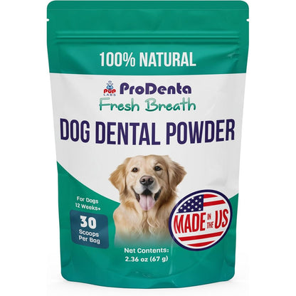 Pup Labs ProDenta Fresh Breath For Dogs All Natural Dog Breath Freshener And Dog Dental Powder Made In USA 30 Servings