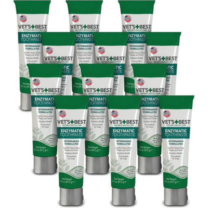 Vet's Best Enzymatic Dog Toothpaste Teeth Cleaning And Fresh Breath Dental Care Gel Vet Formulated 3.5 Ounce Tubes 12 Pack