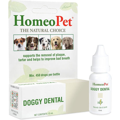 HomeoPet Doggy Dental Natural Oral Care For Dogs Plaque Tartar And Bad Breath Support 15 Milliliters