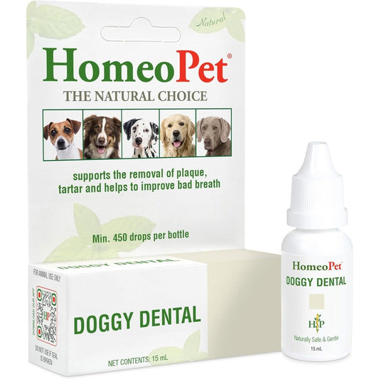 HomeoPet Doggy Dental Natural Oral Care For Dogs Plaque Tartar And Bad Breath Support 15 Milliliters
