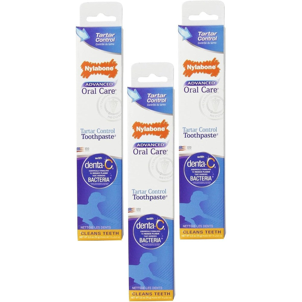 Nylabone Dental Advanced Oral Care Tartar Control Toothpaste For Dogs Pack Of 3, 2.5 Ounces Each