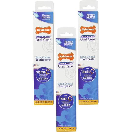 Nylabone Dental Advanced Oral Care Tartar Control Toothpaste For Dogs Pack Of 3, 2.5 Ounces Each