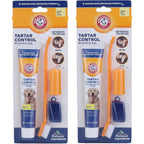 Arm & Hammer For Pets Tartar Control Dog Dental Care Kit Banana Mint Toothpaste With Baking Soda Toothbrush And Finger Brush 2.5 Ounce 2 Pack