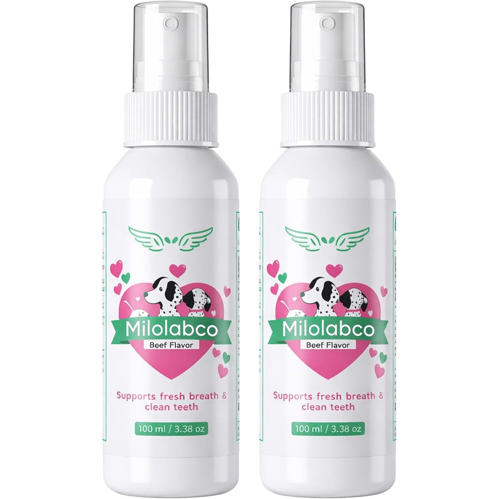 Milolabco Advanced Dental Spray For Dogs Beef Flavoured No Brush Plaque And Tartar Remover Oral Care Formula 100ml